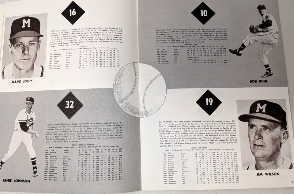 Vintage 1955 Milwaukee Braves MLB Baseball Team Players Wisconsin WI Yearbook - Image 4 of 4