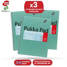 3x Pukka Pad A4 Squared Metallic Jotta Book 80GSM Paper Wirebound Notebook