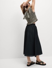 Marks & Spencer Womens Midi Pleated Skirt in Black - M&S
