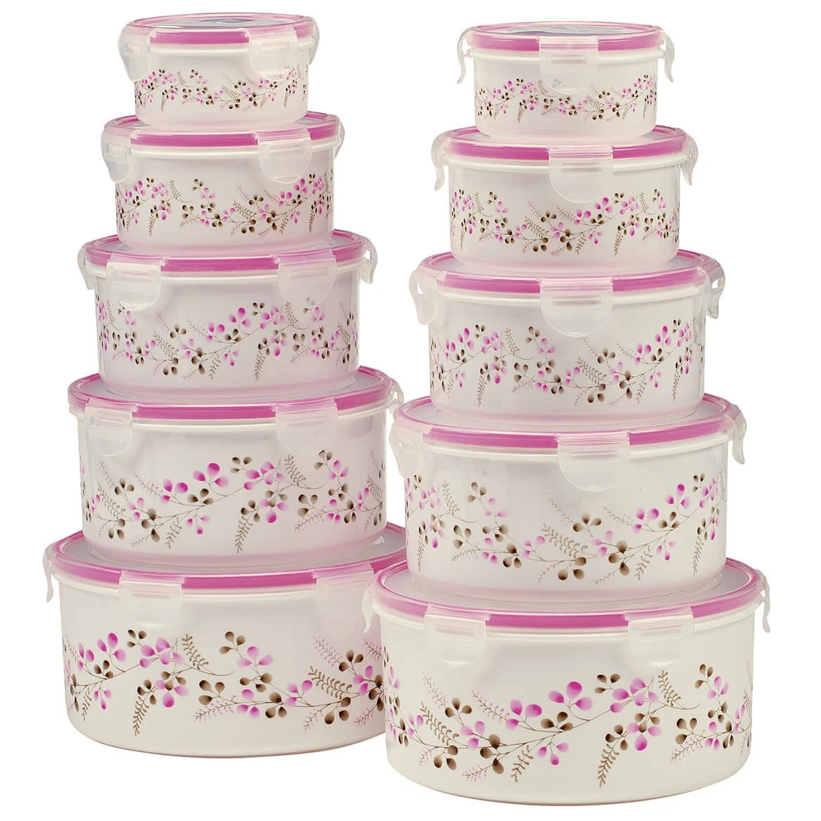 Home-Style Kitchen Food Storage Containers (Floral Design), 20 pc Set, BPA-Free,