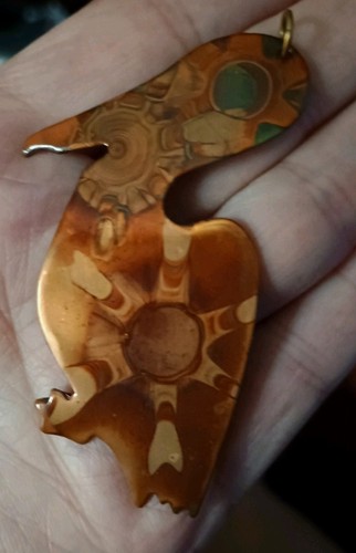 Vintage Copper Pelican Pendant Necklace