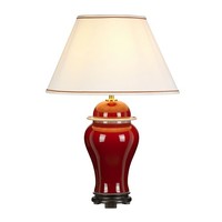 Tischleuchte Keramik Rot Ecru Weiß E27 65 Cm Hoch Wohnzimmer Nachttisch Lampe