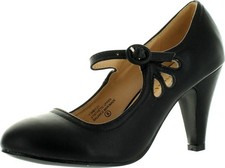 Static Footwear Kimmy-21 Women's Round Toe Pierced Mid Heel Mary Jane Style