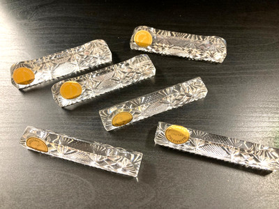 Bleikristall Messerbänkchen Glas Messerbank 6x top erhalten