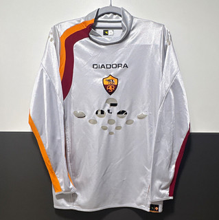 Diadora AS Roma Trikot Langarm | Größe S | silber/bordeaux/orange