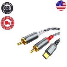 USB C to 2 RCA Audio Cable, 6.6 Ft Type-C to RCA Male to Male Y RCA Splitter,...