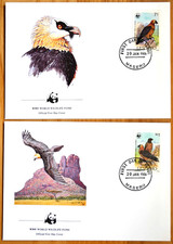 Birds ~ WWF ~ Vulture ~ Lesotho ~ 1986 ~ SET of 4 First Day Covers