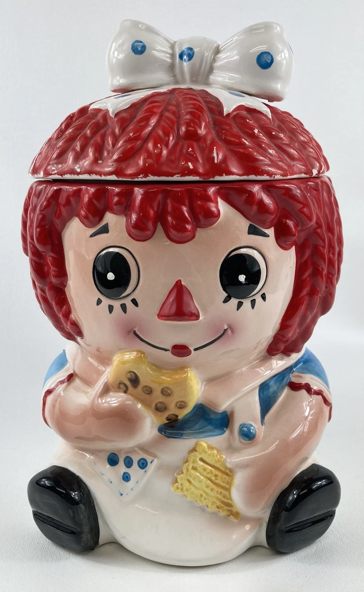 ラガディアン＆アンディ　クッキージャー Raggedy Ann Cookie Jar, Ceramic, Hand Painted, Vintage, 1960s