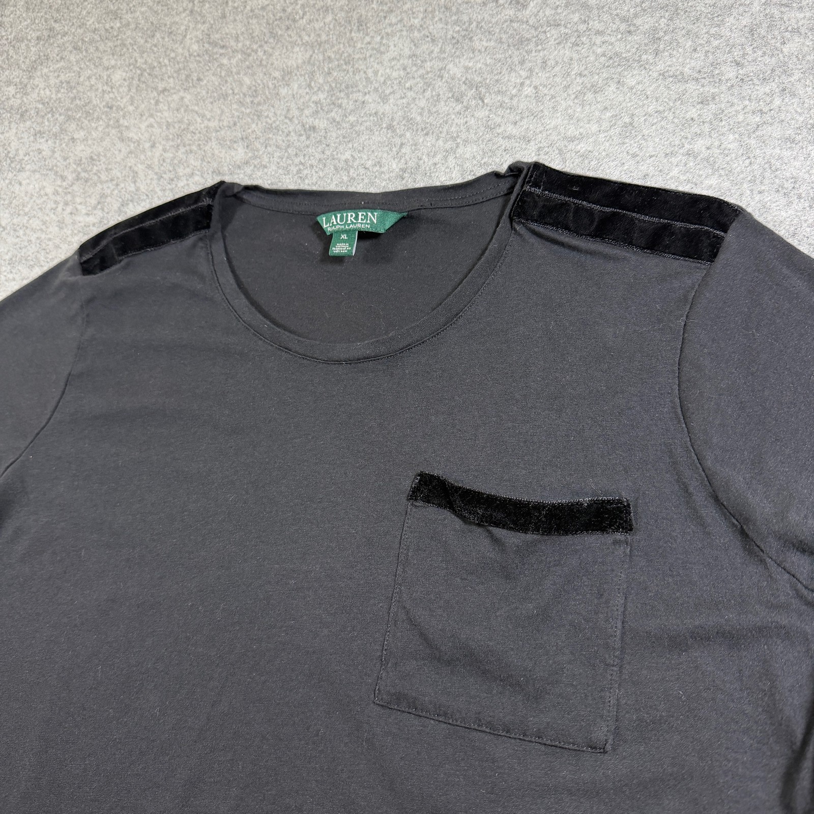 Lauren Ralph Lauren Shirt Womens XL Black Crew Neck Long Sleeve Cotton Modal thumbnail 3