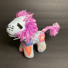 Handmade Mexican Animal Lion Plush Stuffed Toy Embroidered Floral Folk Art Deco