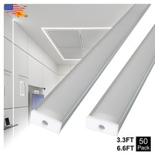 50 Pack 3.3FT/1M Aluminum Channel Led Diffuser Track With Milky White Cover U