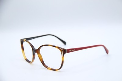 PRADA VPR TKR-0A7 HAVANA RED BLACK GOLD AUTHENTIC FRAMES EYEGLASSES 55-17