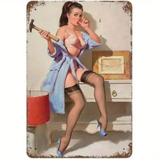 Blechschild Pin-Up-Girl 50er Jahre Metallschild 30x20cm Vintage Retro TE847