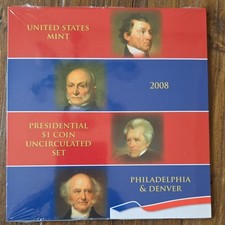 United States Mint 2008 Presidential $1 Coin Uncirculated Set Philly Denver Mon…