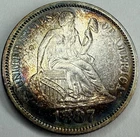 1887 Beautifully Album Toned Seated Liberty Dime Exact Coin Imaged #SL319