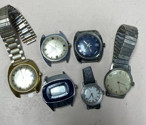 Timex Electronic Time zone Watch Lot  6 Pc Untested Parts/repair Vintage