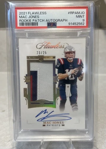 2021 Panini Flawless Mac Jones RC RPA 23/25 🔥PSA 9. Three Color Patch🔥🔥!