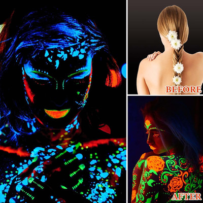 6 Pcs Glow in the Dark Face Body Paint,Blacklight Neon Face & Body Paints,Eas...