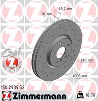 2X Bremsscheibe Sport Z Zimmermann 150.2939.52 FüR Mini F57 F56 BMW Clubman F54