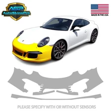 2012-2016 Porsche 911 Pre-Cut Front Bumper Paint Protection Clear Film PPF Bra