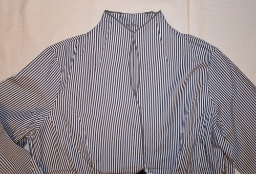 Blusa Van Laack blusa azul-blanco a rayas cuello de pie NUEVO talla 44 - Imagen 3 de 3