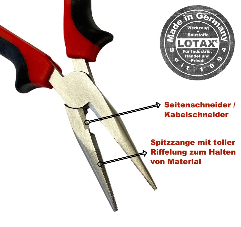 Flachrundzange Flachzange Rundzange Spitzzange TelefonZange  Seitenschneider  - Bild 2 von 4