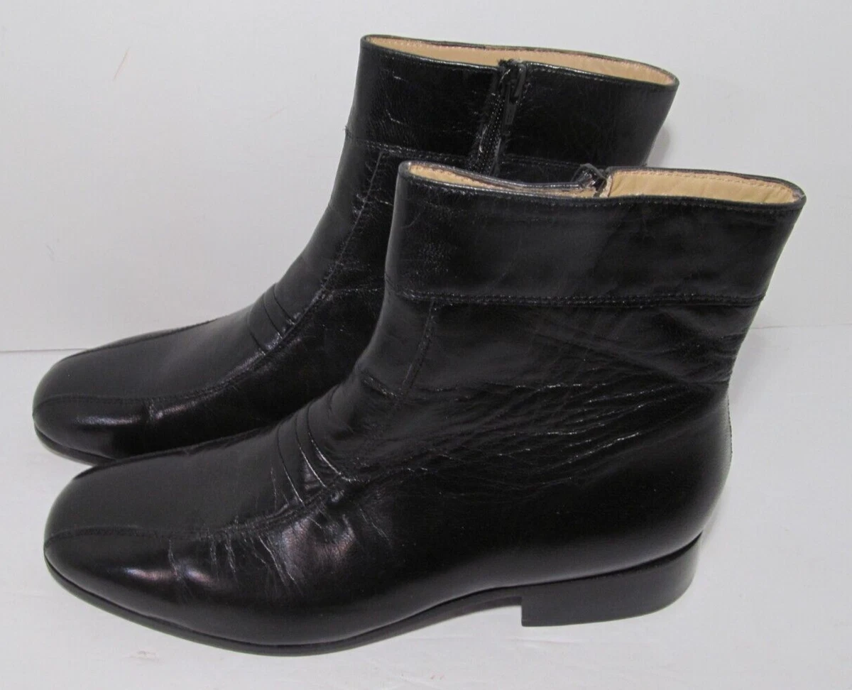 Stacy Adams Black Leather Side Zipper Bicycle Toe Boots Men s 8 1 2 D