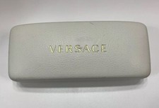 Versace Eyeglasses Sunglasses Case Hard Clamshell Faux White Leather Gold Logo