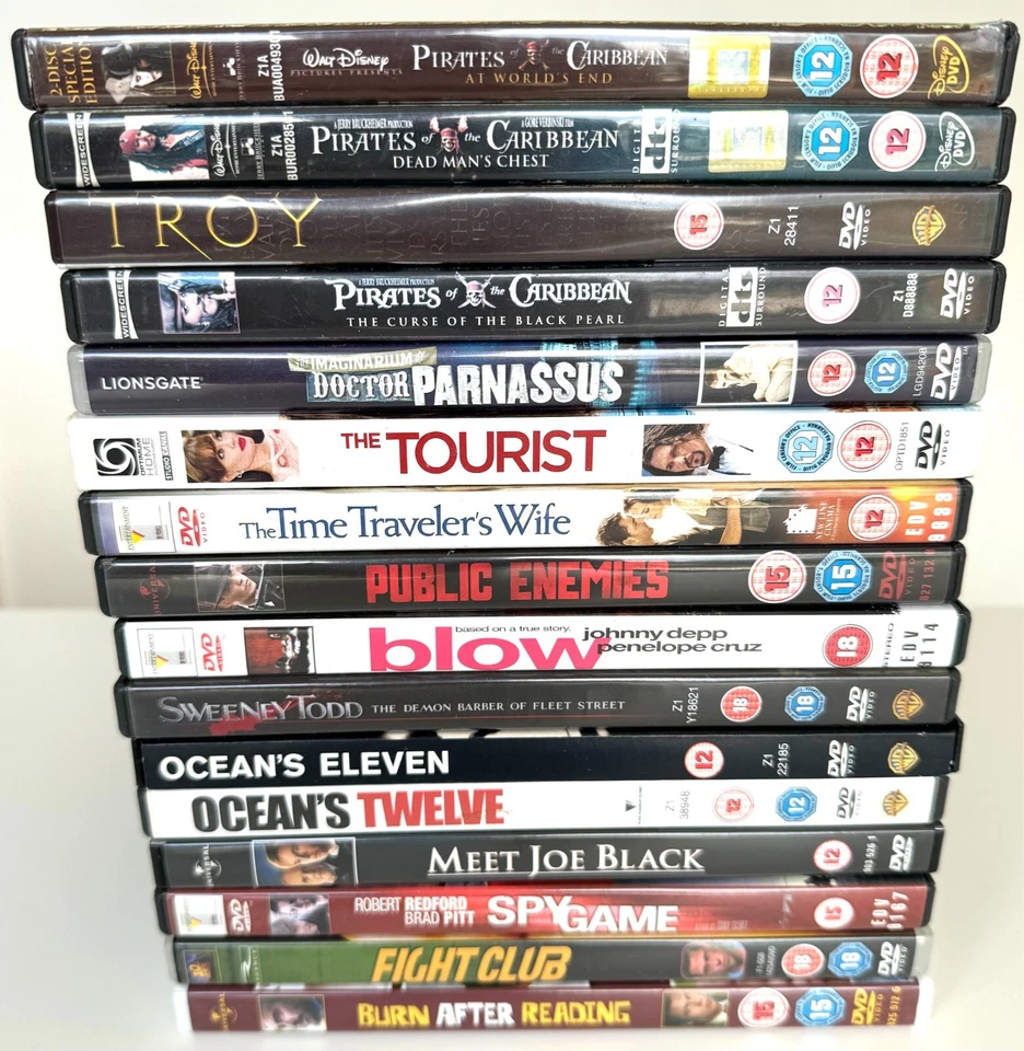 20 DVD Bundle Johnny Depp Brad Pitt Set Fight Club Blow Troy Film Movie Lot 39 - Image 4 of 4