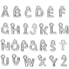 Small 8mm Capital Initial Alphabet Letter Charm Silver Plated Pewter Base Metal