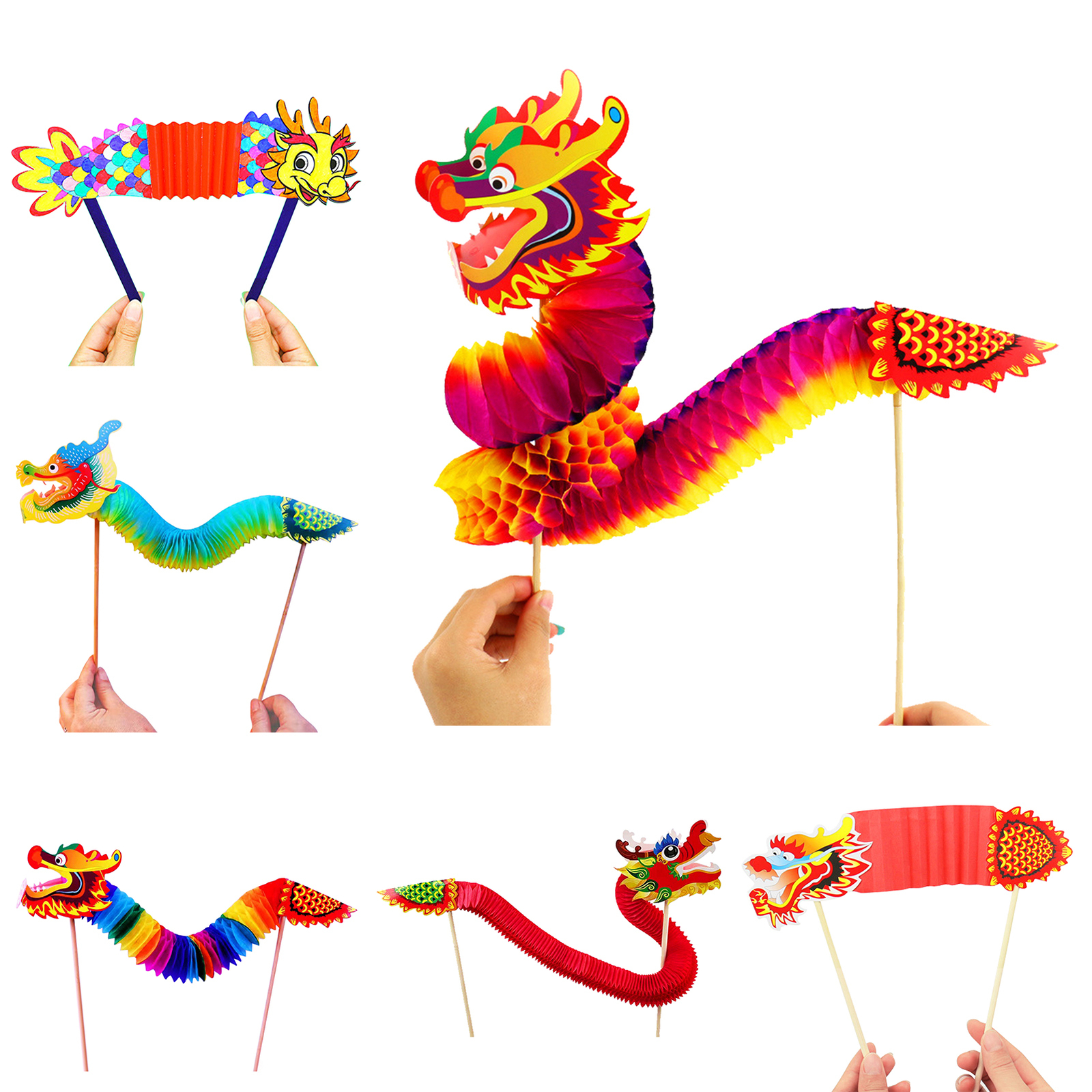 Chinese New Year Dragon Dance Paper Dragon Small Craft Set New Year Paper Dragon