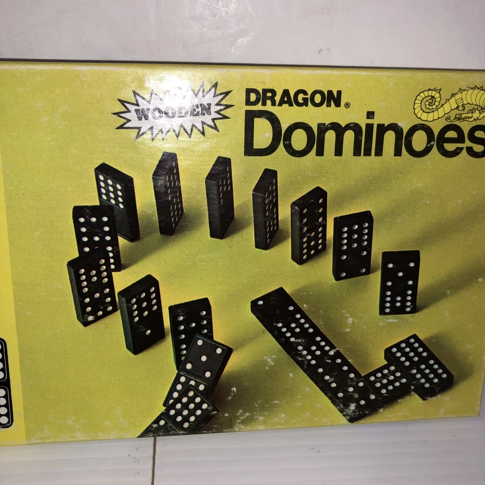 VTG Double Twelve Wooden Dragon Dominoes 1970 Game Milton Bradley 91 Piece #4133 - Image 3 of 4