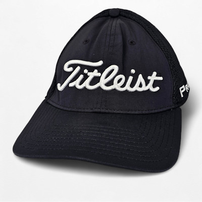 Titleist Pro V1 New Era Foot Joy FJ Mens M/L Mesh Flex Fitted Black Golf Hat Cap