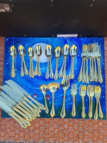 International Silver Company Gold Plated 43 Pieces Silverware - Picture 3 of 10