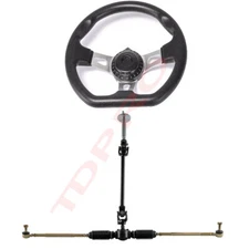 Steering Wheel Assembly Gear Rack Pinion Tie Rod Shaft Kit Go Kart Quad Trike