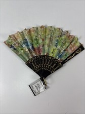 Eventail Pliant Chinese Flower Foldable Hand Fan With Holder Pre-Owned