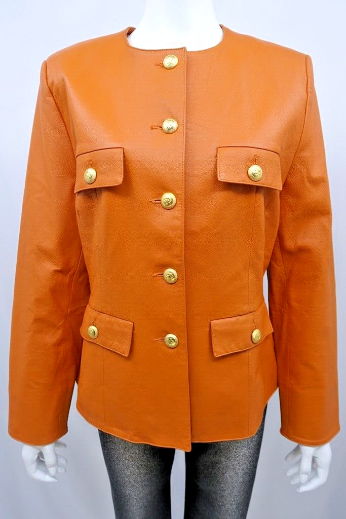 DINO`Z Leather Jacket Italy size 42 Orange