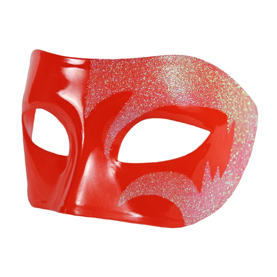 Mystic Holographic Glitter & Red Venetian Masquerade Mask ~ WEDDING PROM PARTY - Image 2 of 3
