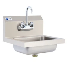 17 x 15" Hand Wash Sink w/ FAUCET Commercial Stainless Steel Wall Mount Kit NSF