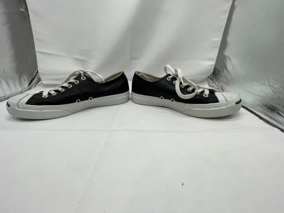 Converse Jack Purcell Leather Ox Low Top Black White Sneakers Shoes M5.5 W7.5