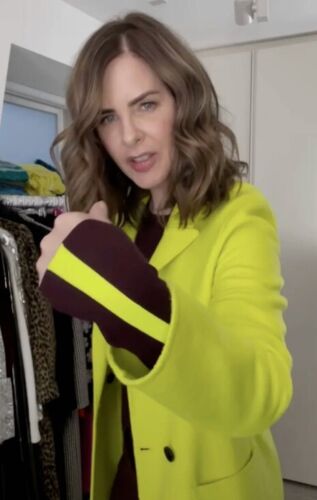 Zara Trinny Burgundy Neon Stripe Jumper Sweater Top 💕 size M - Picture 1 of 5
