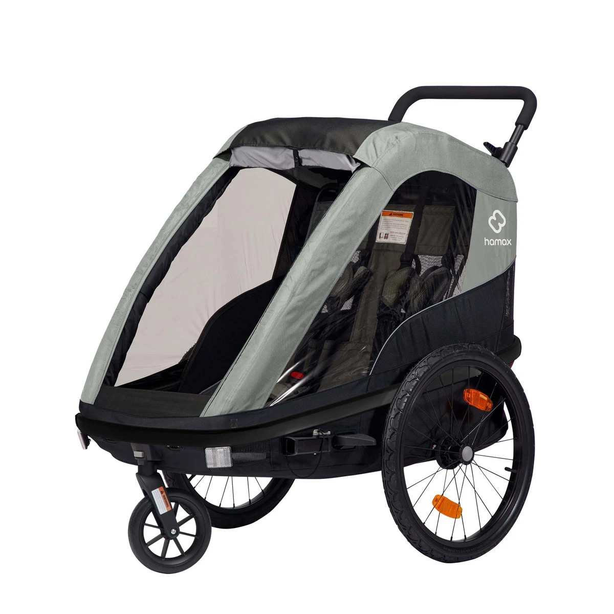 Hamax Avenida Twin Child Lightweight Bike Trailer Green Trailer Stroller
