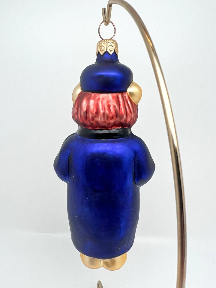 1996 Patricia Breen "Mama Bear" Blue Handmade Hanging Glass Ornament #9634 MINT - Image 4 of 4