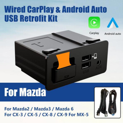 Car USB Adapter Box for Mazda 3 6 2 CX5 CX3 CX9 Connect Wired Fit Apple CarPlay