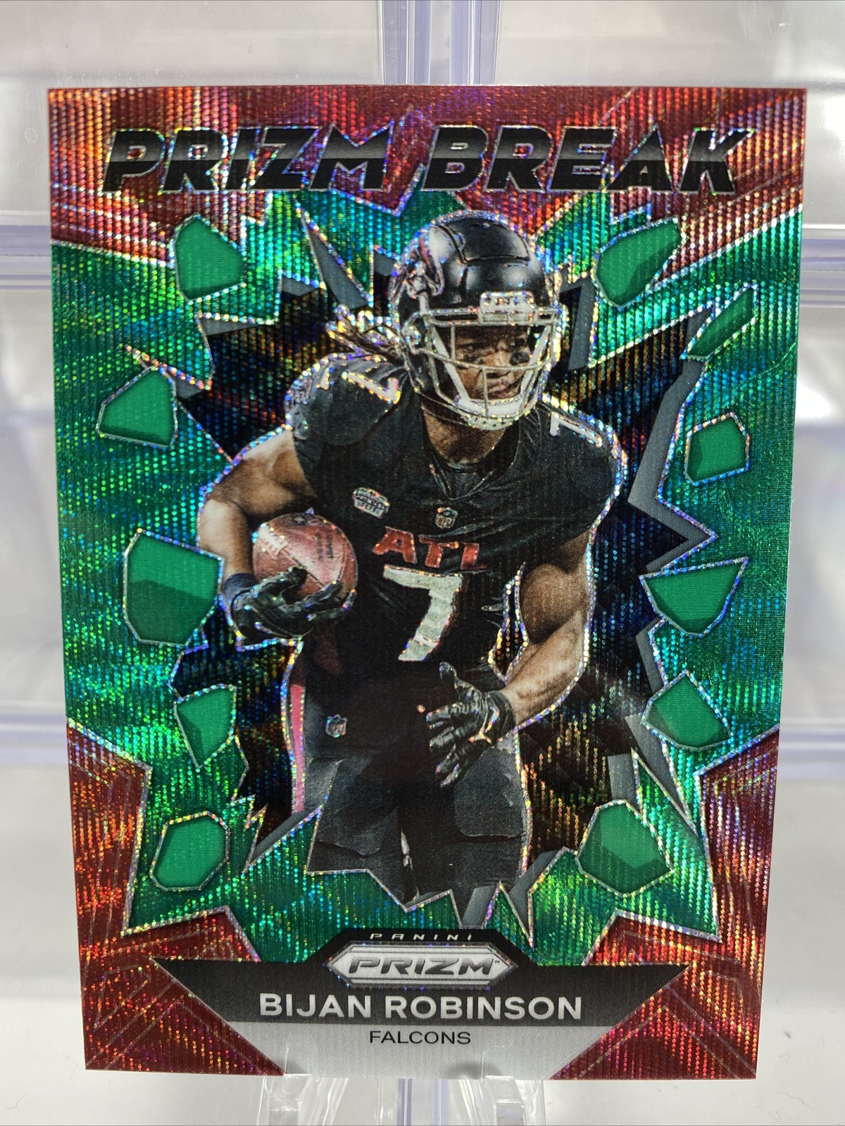 2023 Panini Prizm BIJAN ROBINSON Green Wave Prizm Break Rookie RC Falcons #PB-8