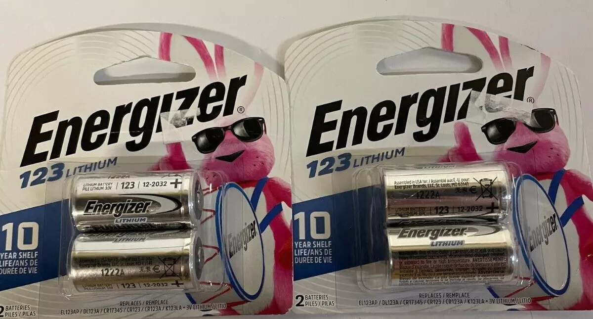 Lot of 2 New Energizer 123 Lithium EL123APB 2 pack Lithium Photo Batteries  Exp32 39800082725