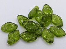 12 (mm) CZECH GLASS LEAF DROP BEADS - CHOICE OF 10 COLOURS - (30pcs)
