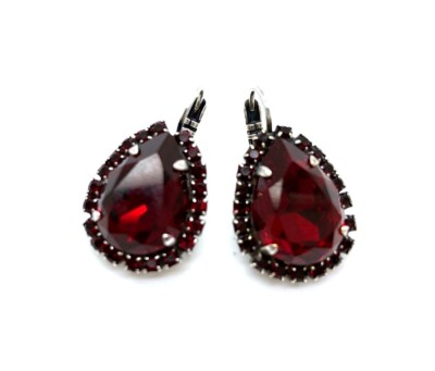 Mariana Earrings Elegant Pear Siam & Ruby Austrian Crystals My Treasures Coll...