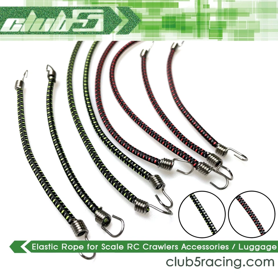 Scale Bungee Cords Set ( 8 pcs ) for RC Crawlers (B, Red / Green), Axial,TRX-4 - Image 3 of 4