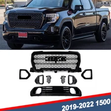 Fit 2019-2022 GMC Sierra 1500 Denali AT4 8pcs Front Grille Plate+Fog Bezel Kit